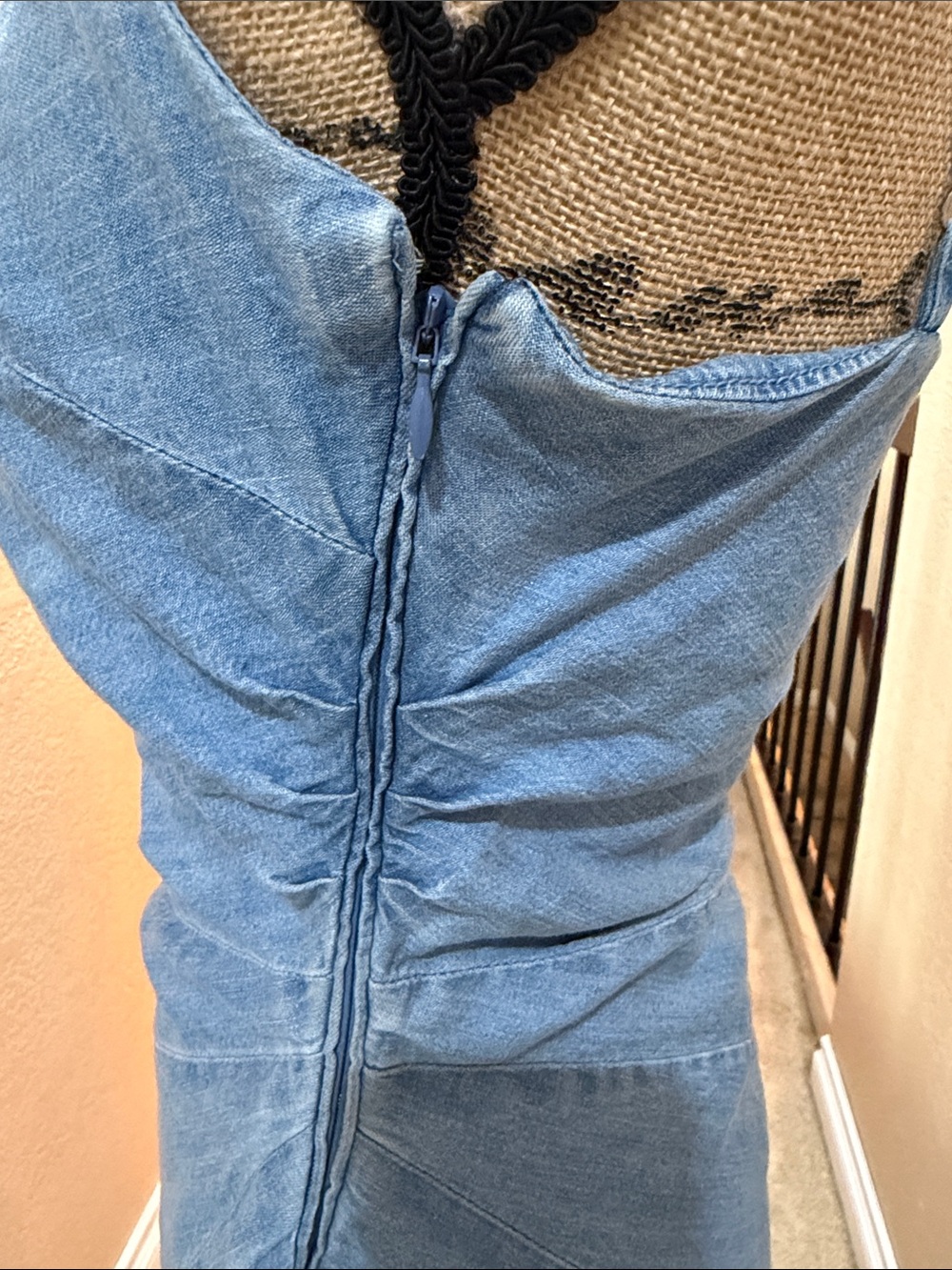 Mango DRAPED DENIM DRESS - Picture 8 of 10